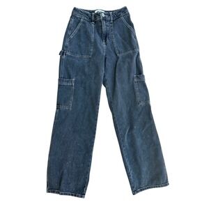 RSQ Gray‎ Black Cargo Jeans Womens Size 25 Denim Wide Leg Casual Pants Tilly's